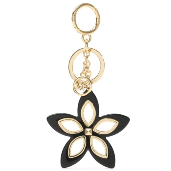 MICHAEL Michael Kors Keychain Flora Grommet Admiral Blue Gold Tone Hardware NWT - Picture 1 of 10